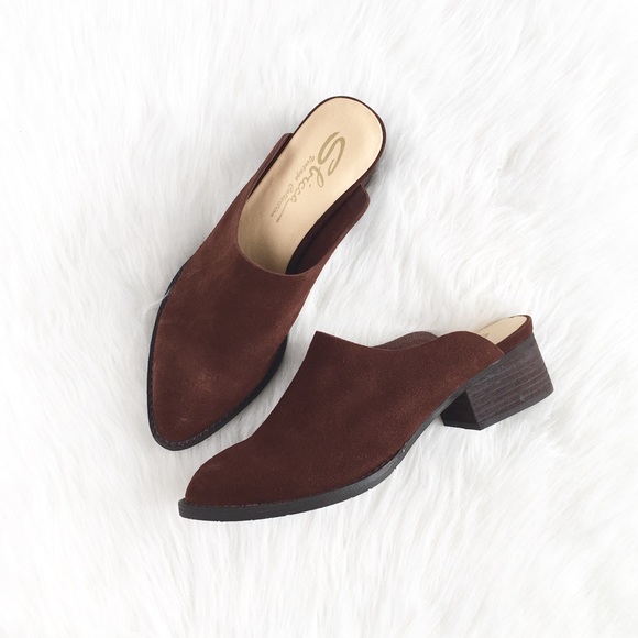 Sbicca | chocolate brown suede contoured mules - Picture 2 of 6